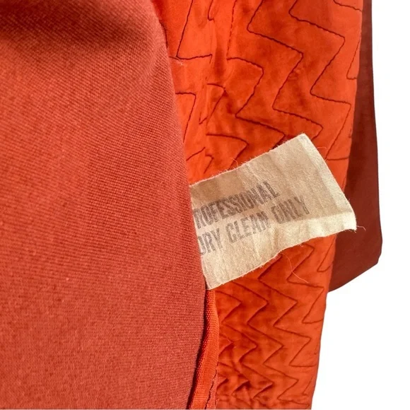 Women's Vintage 1970s Trench Coat Belted Flannel Lined Rust Orange | Size M/L - Picture 9 of 11